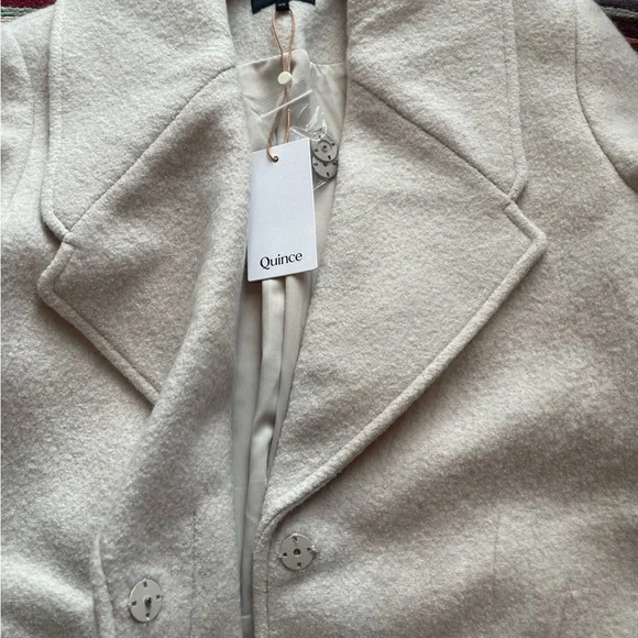 Quince Women's Elegant 💯% Wool Cream Pea Coat Size XS New - Picture 3 of 7
